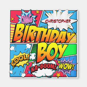 Aimant Coutume de fête d'anniversaire de bande dessinée