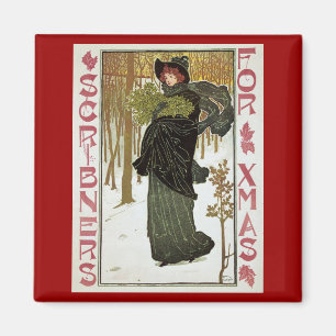 Aimant Couverture Art Nouveau vintage de Noël de Scribner