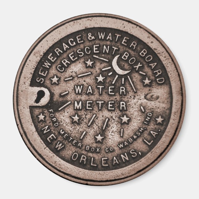 Aimant Couverture du compteur d'eau de la Nouvelle-Orléan (Devant)