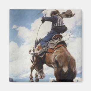 Aimant Cow-boys western vintage, Bucking par NC Wyeth