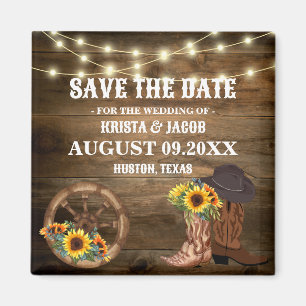 Aimant Cowboy Sunflower Mariage Occidental Enregistrer La