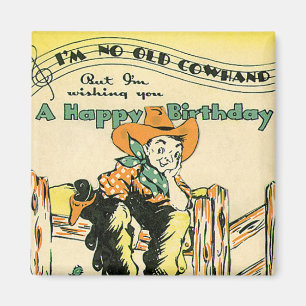 Aimant Cowboys Vintage, Joyeux Anniversaire Vieux Cow-boy