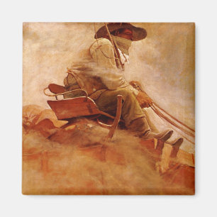 Aimant Cowboys vintages, le chariot de minerai par OR