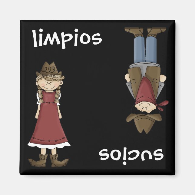 Aimant Cowgirl ou Cowboy - Espagnol en Español Lave-vaiss (Devant)
