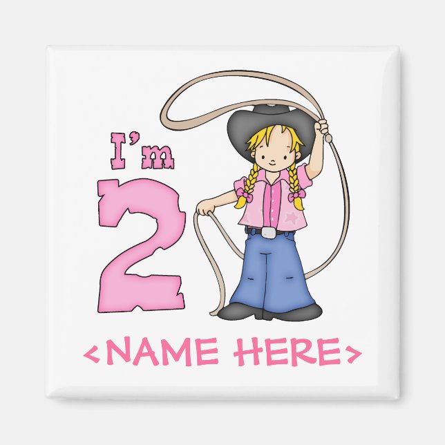 Aimant Cowgirl Roper 2e anniversaire (Devant)