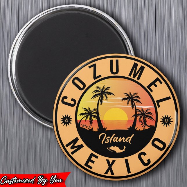 Aimant Cozumel île de Mexico Retro Sunset Souvenirs (Créateur téléchargé)