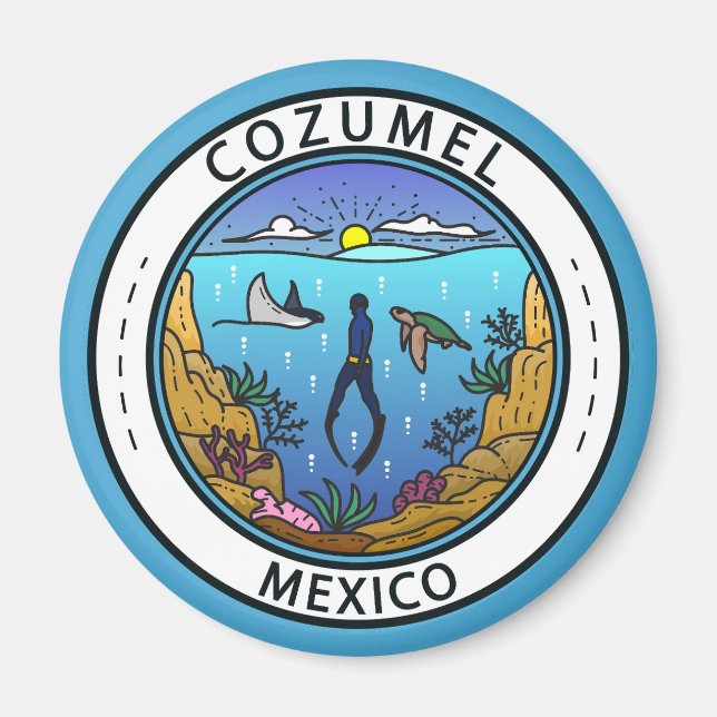 Aimant Cozumel Mexique Badge Scuba (Devant)