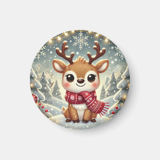 Aimant Cozy Christmas Reindeer in a Winter Wonderland