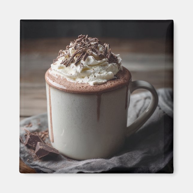 Aimant Cozy Hot Chocolate Whipped Cream Photo (Devant)