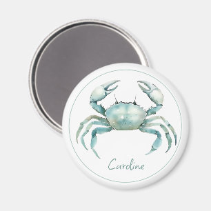 Aimant Crabe à l'aquarelle côtière personnalisé