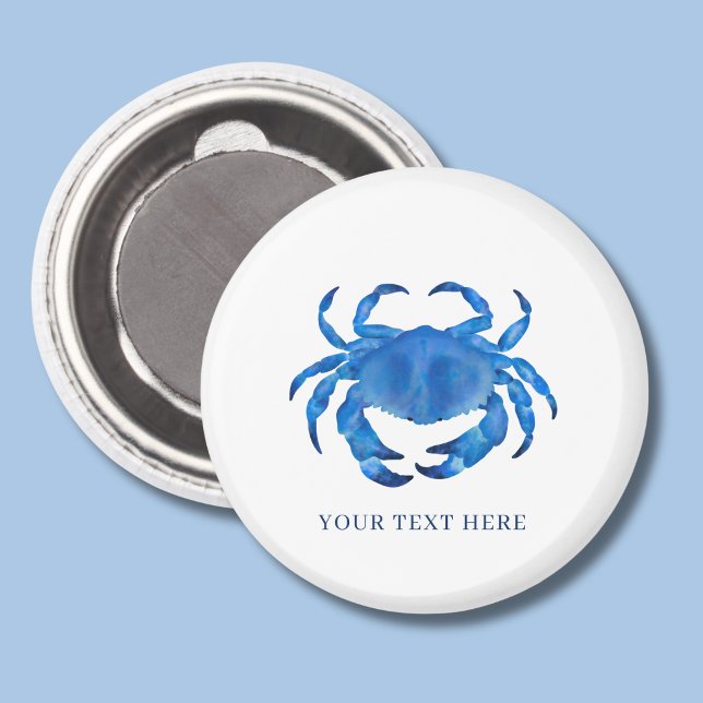 Aimant Crabe bleu côtier (Blue coastal crab personalized magnet)