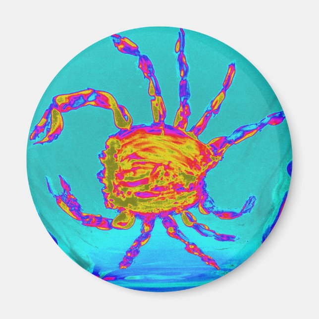 Aimant Crabe cool Turquoise animal marin (Devant)