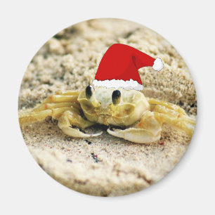 Aimant Crabe de sable à Santa Hat Noël