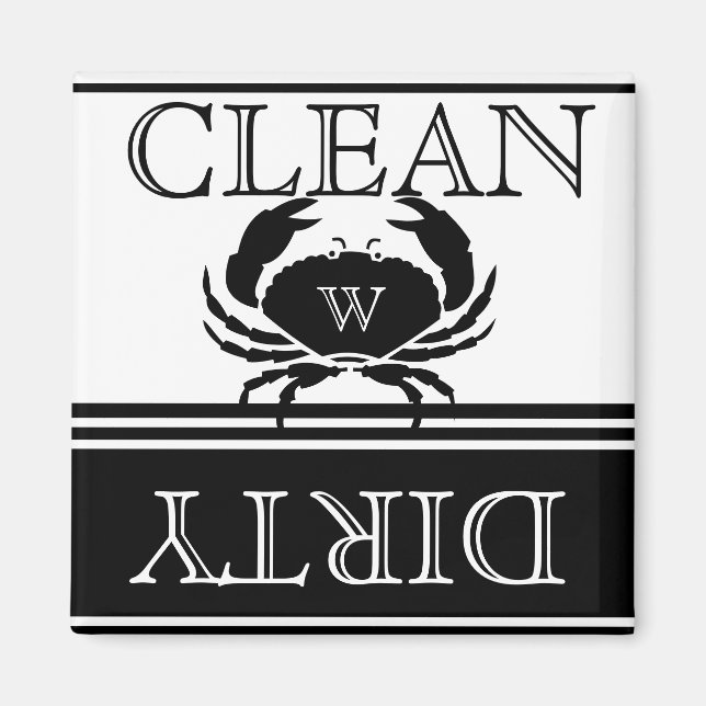 Aimant Crabe noir blanc lave-vaisselle sale propre (Devant)