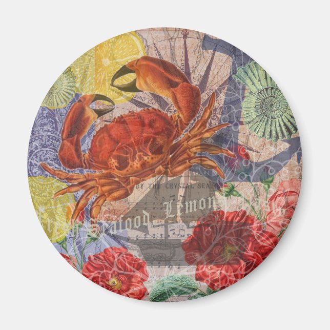 Aimant Crabe Plage Nautique Art de la mer (Devant)