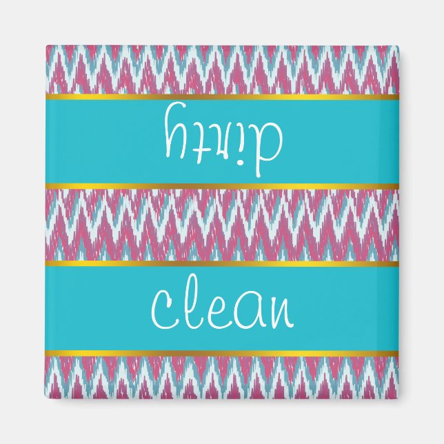 Aimant Cranberry et Turquoise Motif iKat ZigZag (Devant)