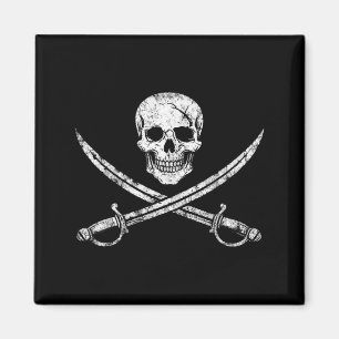Aimant Crâne de pirate Os en croix Épée Jolly Roger