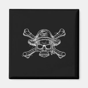 Aimant Crâne de pirate vintage et squelette d'os croisés