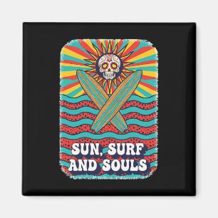 Aimant Crâne de Sucre Soleil Psychédélique Rétro Surf Vag