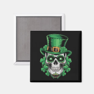 Aimant Crâne de Sucre St Patrick Jour Chanceux Shamrock 
