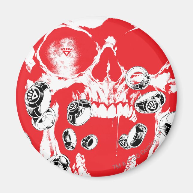Aimant Crâne et anneaux - Rouge (Devant)