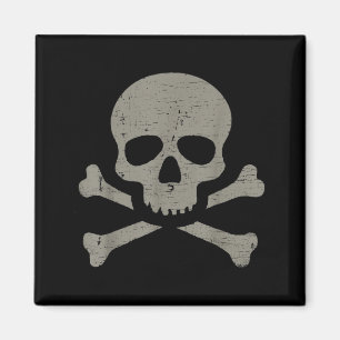 Aimant Crâne et os croisés dessin gothique vintage pirate