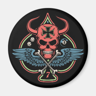 Aimant Crâne maltais à ailes chanceux de diable des