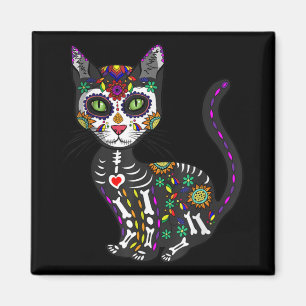 Aimant Crâne sucre Chat mexicain Halloween Jour De La Mor