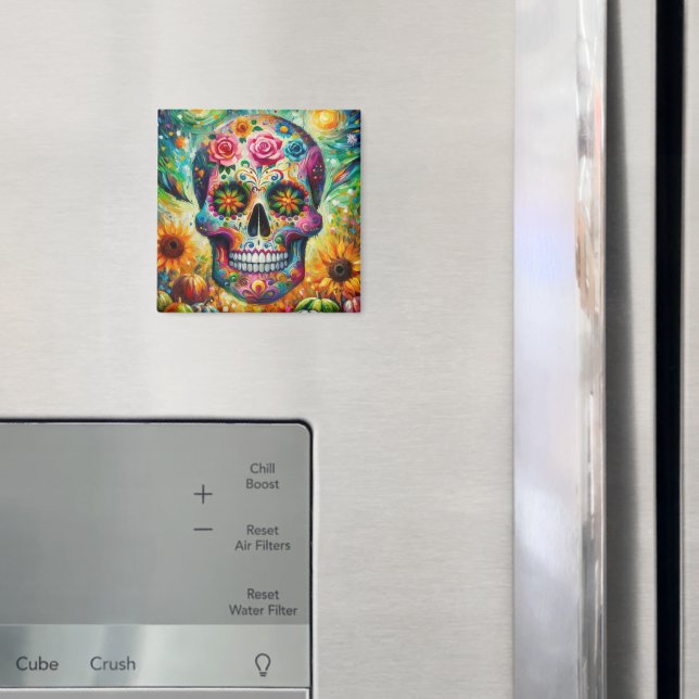 Aimant Crâne sucre Dia De Los Muertos Jour des Morts (In situ (réfrigérateur))