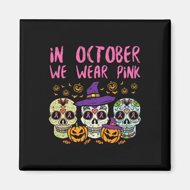 Aimant Crâne sucre Octobre Pink Breat Cancer Sensibilisat (Devant)