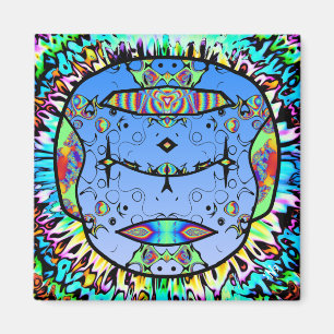 Aimant Crâne tatoué coloré v0