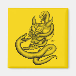 Aimant Crâne - Tête diabolique avec serpent