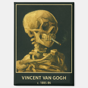 Aimant Crâne Vintage Fumeur – Unique Inspiré de Van Gogh 