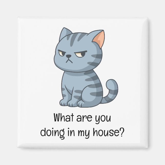 Aimant Cranky Grey Tabby Cat Funny Text (Devant)