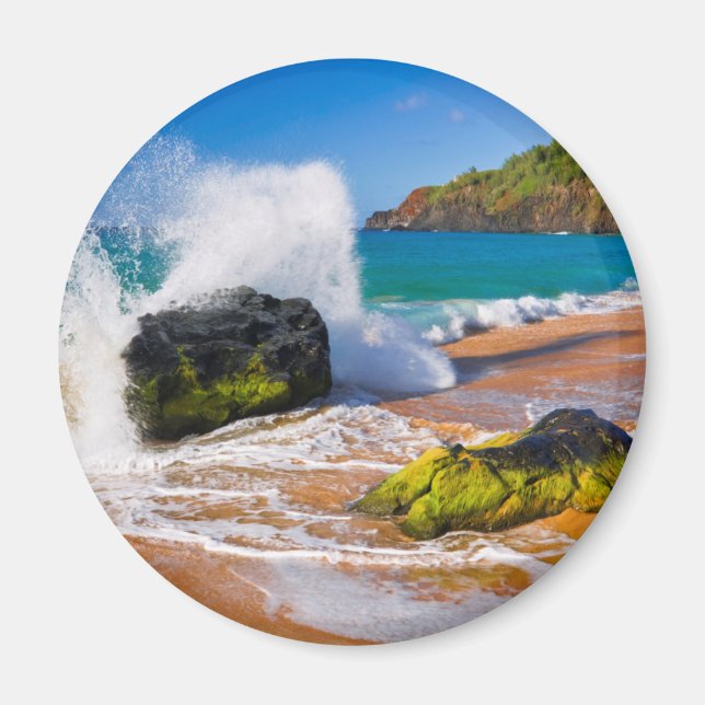 Aimant Crash des vagues sur la plage, Hawaii (Devant)