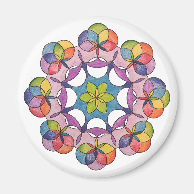 Aimant Crayon coloré dessiné géométrique Mandala Spiritue (Devant)