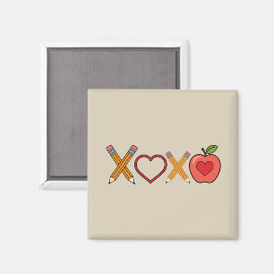 Aimant Crayon et pomme XOXO pour la Saint-Valentin pour l