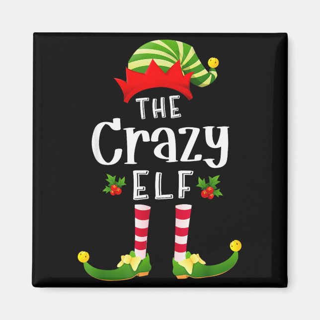 Aimant Crazy Christmas Elf Matching Pajama X-mas Party  (Devant)