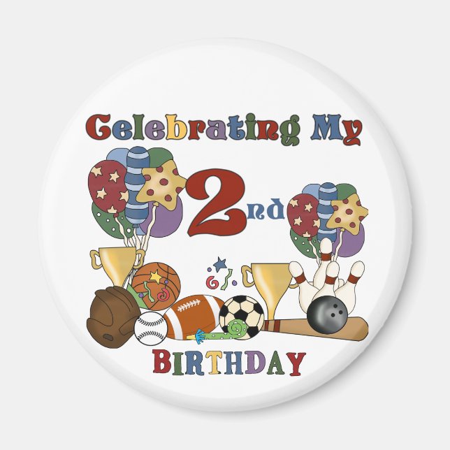 Aimant Crazy For Sports 2e Anniversaire T-shirts et cadea (Devant)