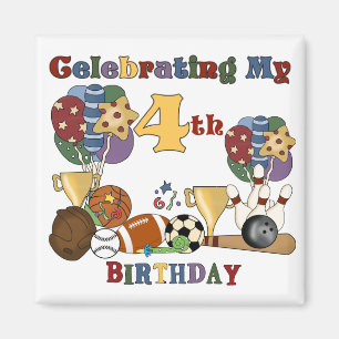 Aimant Crazy For Sports 4th Birthday T-shirts et cadeaux