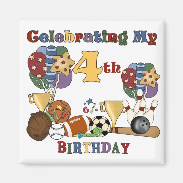 Aimant Crazy For Sports 4th Birthday T-shirts et cadeaux (Devant)