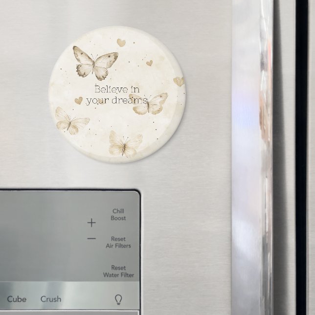 Aimant Cream Hearts Butterflies Christmas (In situ (réfrigérateur))