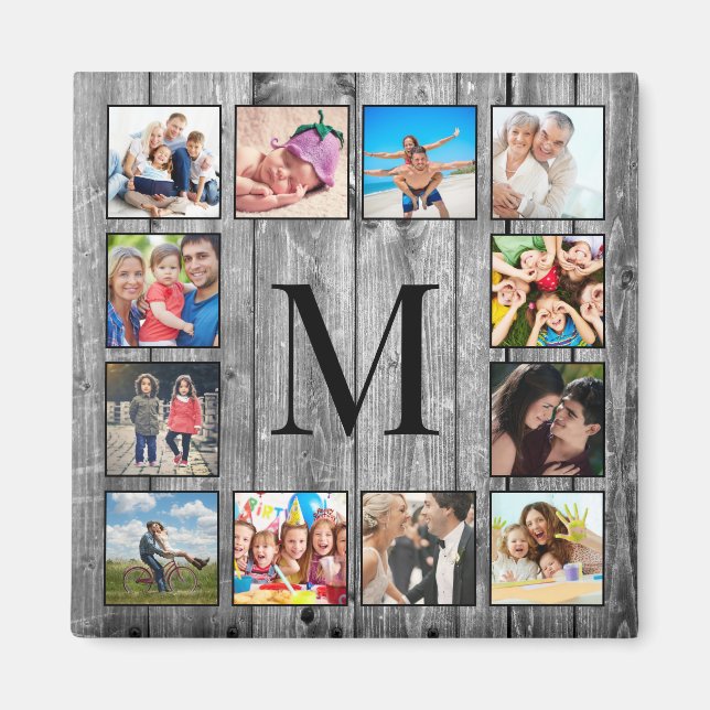 Aimant Create Your Custom Photo Collage Rustic Farmhouse (Devant)