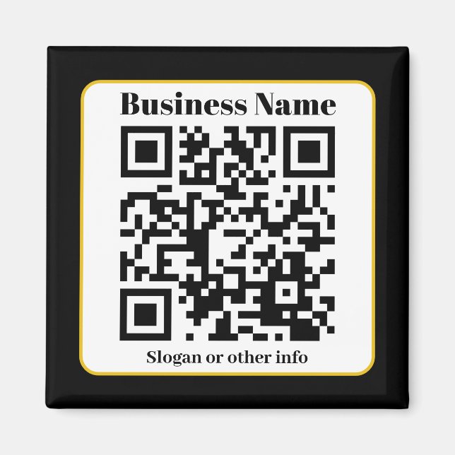 Aimant Create Your Own QR Code | Black White Gold Border (Devant)