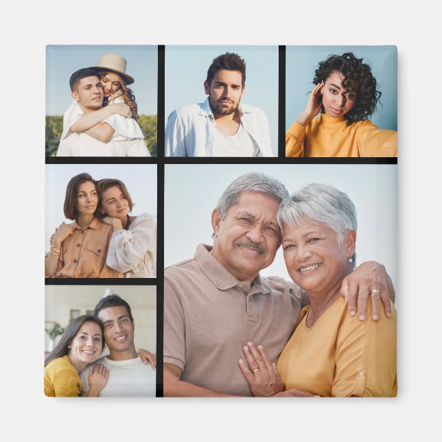 Aimant Créez Votre Propre Collage De 6 Photos Editable Co (Devant)