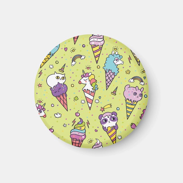 Aimant Crème glacée Pop Cute : Motif animal (Devant)