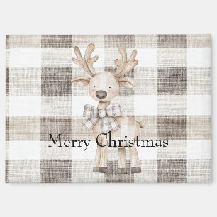 Aimant Crème Tan biologique Plaid Stripes Christmas Reind