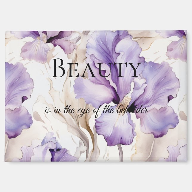 Aimant Crème violette romantique Iris Citation de beauté  (Recto)