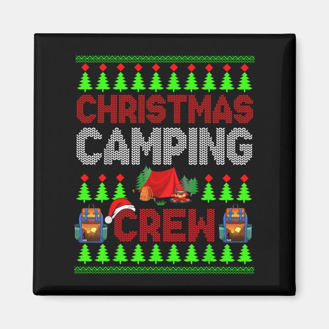 Aimant Crew Camping de Noël Chandail Père Noël Camper Cam (Devant)
