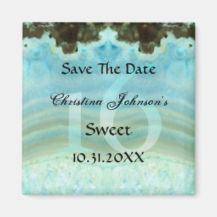 Aimant Cristal Bleu Glamour Sweet 16 Enregistrer La Date